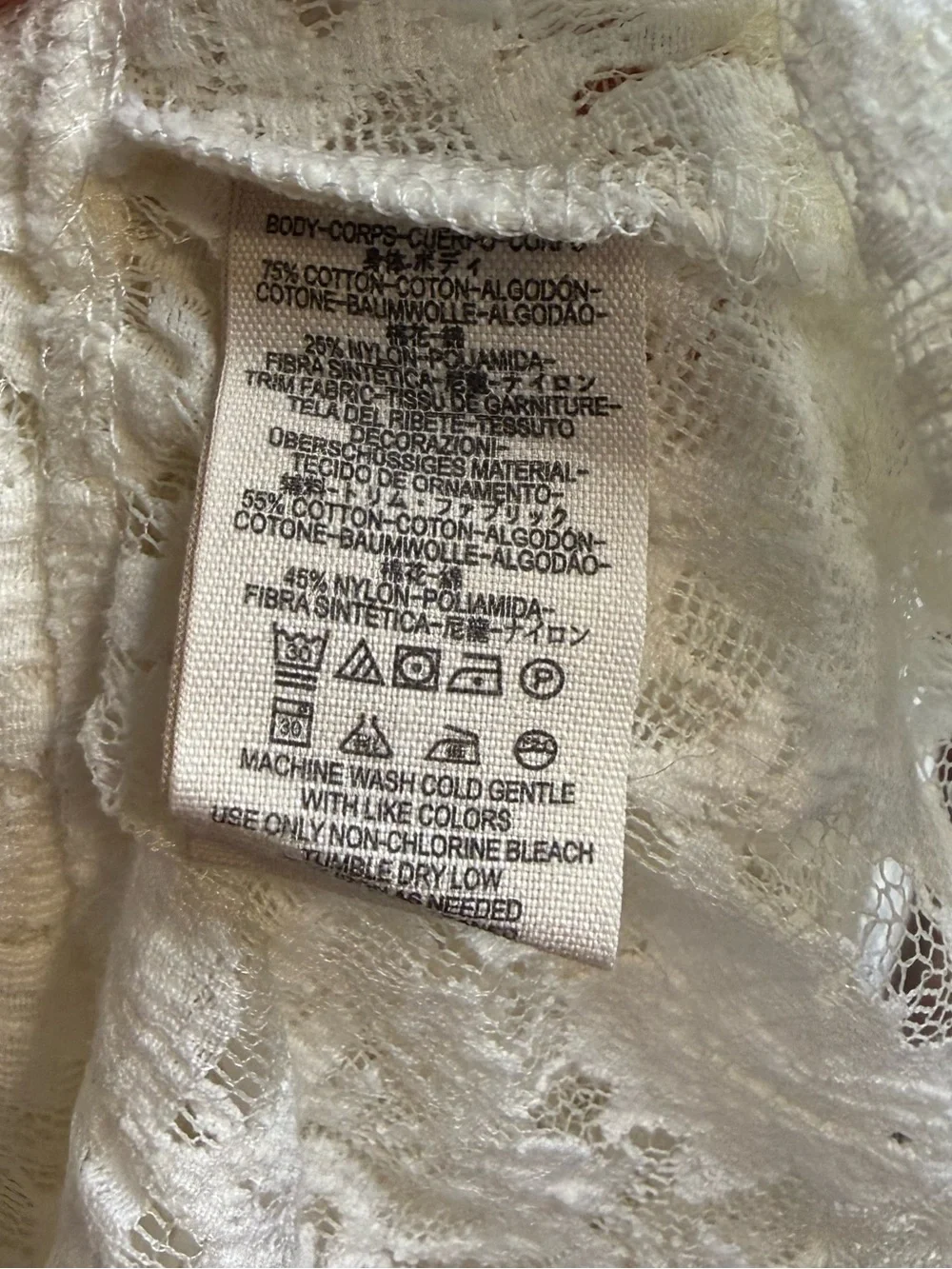 Free People Lace Top XS Sheer Ivory
